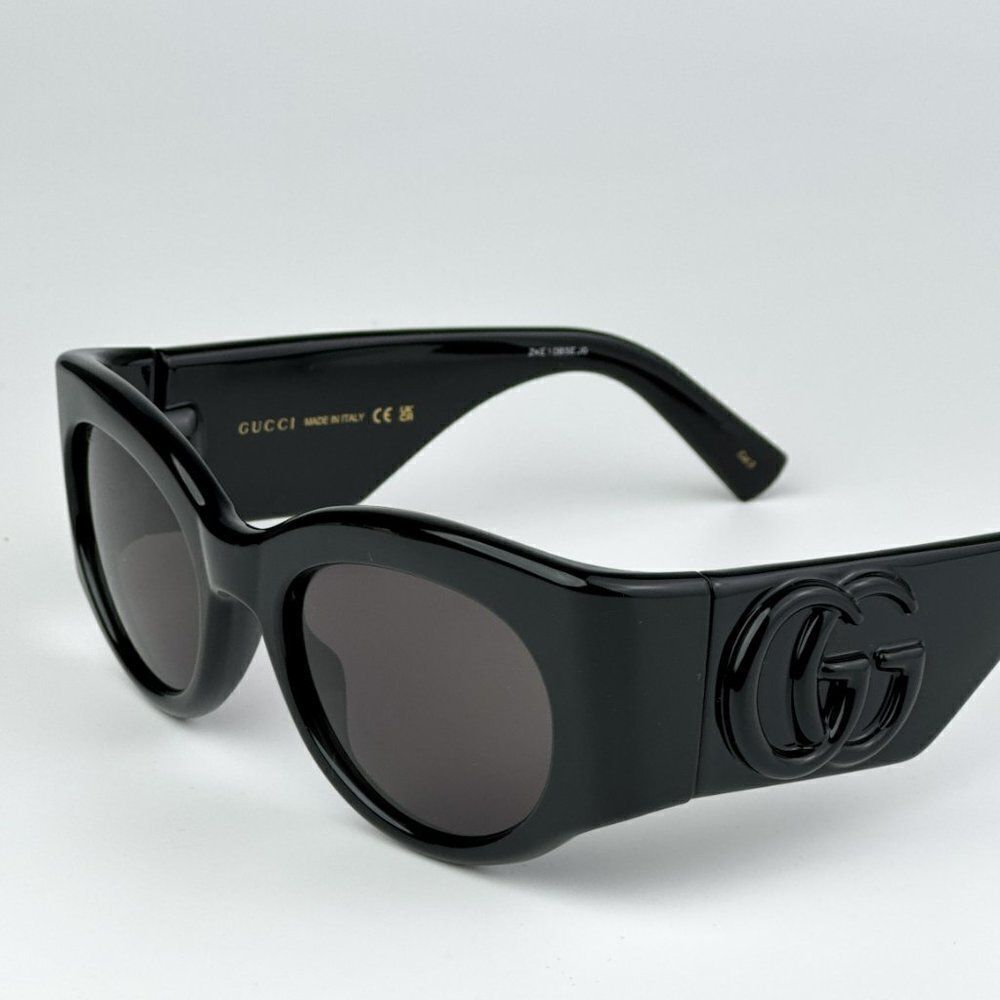 NEW Gucci GG1544S 001 Black Grey Unisex Oval Sunglasses GG 1544S - Picture 6 of 10